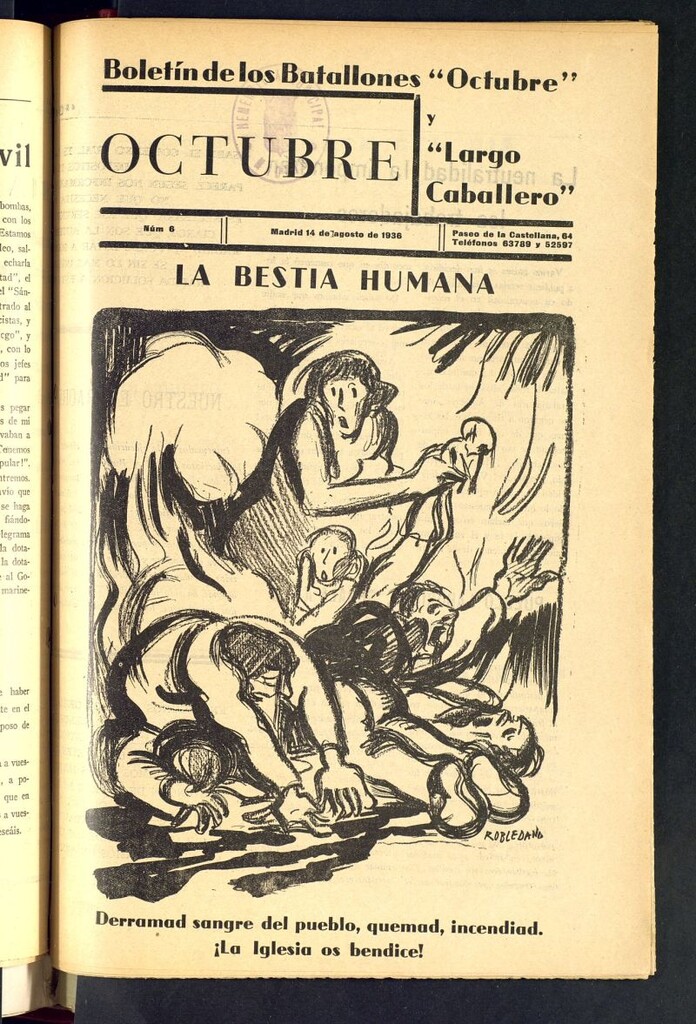 Miniatura de Octubre : boletín de los Batallones Octubre y Largo Caballero del 14 de agosto de 1936