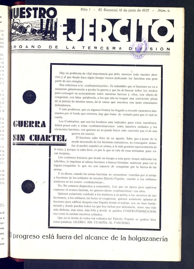 Miniatura de Nuestro ejercito : órgano de la 3ª División del 16 de junio de 1937