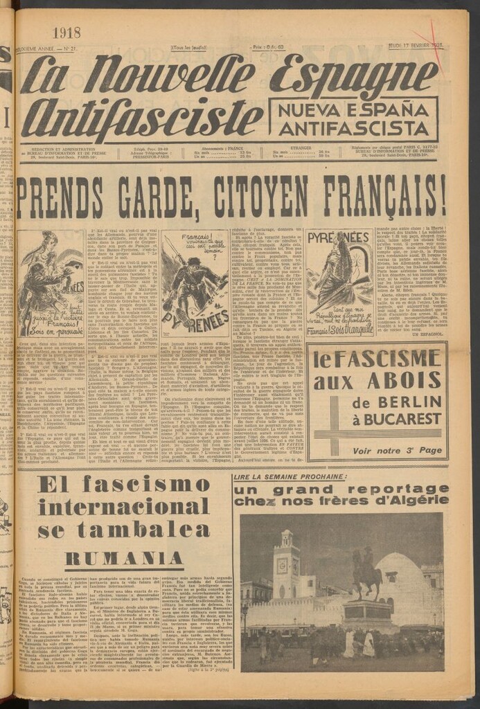 Miniatura de La Nouvelle Espagne antifasciste = Nueva España antifascista. 17 Fevrier, 1938