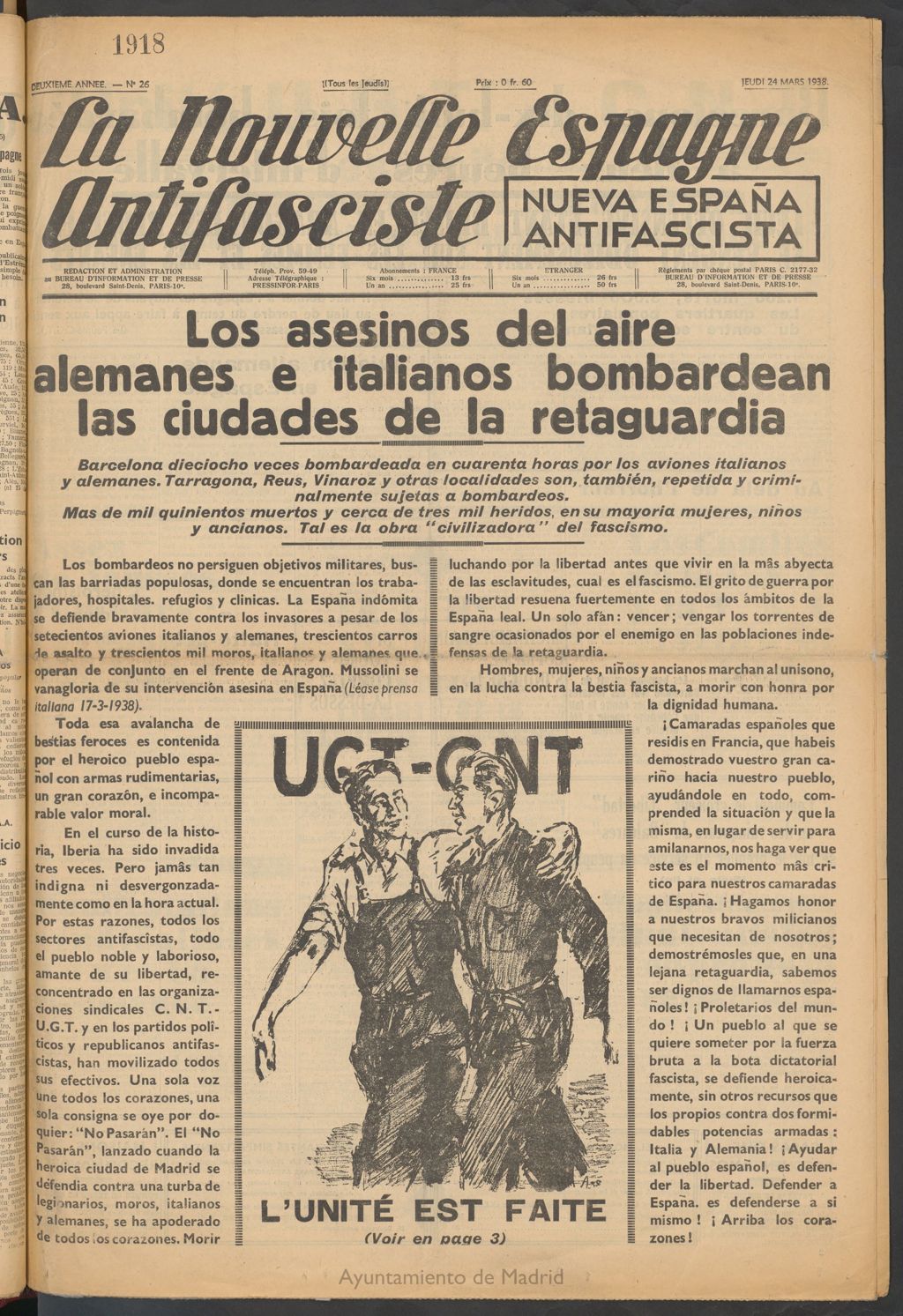 Miniatura de La Nouvelle Espagne antifasciste = Nueva España antifascista. 24 Mars, 1938