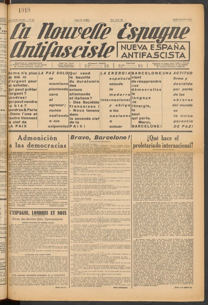 Miniatura de La Nouvelle Espagne antifasciste = Nueva España antifascista. 30 Juin, 1938