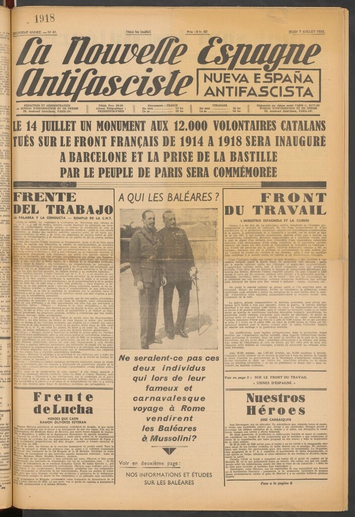 Miniatura de La Nouvelle Espagne antifasciste = Nueva España antifascista. 7 Juillet, 1938