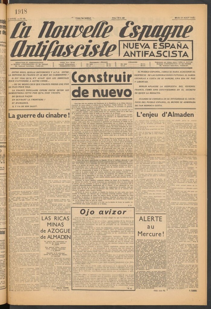 Miniatura de La Nouvelle Espagne antifasciste = Nueva España antifascista. 25 Aout, 1938