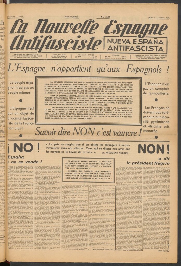 Miniatura de La Nouvelle Espagne antifasciste = Nueva España antifascista. 20 Octobre, 1938