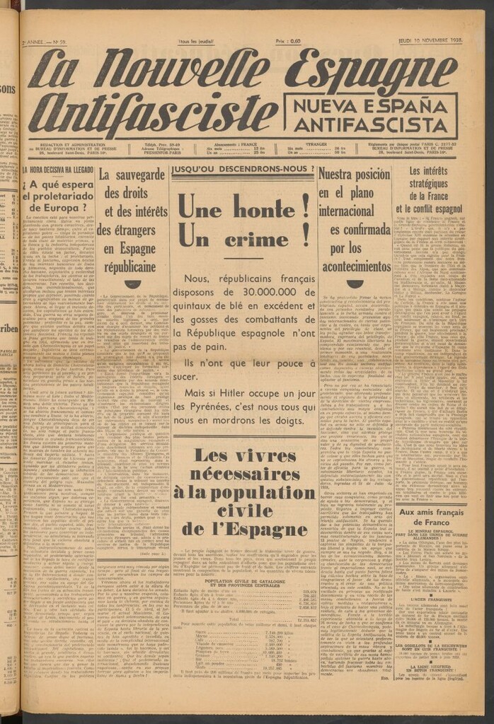 Miniatura de La Nouvelle Espagne antifasciste = Nueva España antifascista. 10 Novembre, 1938