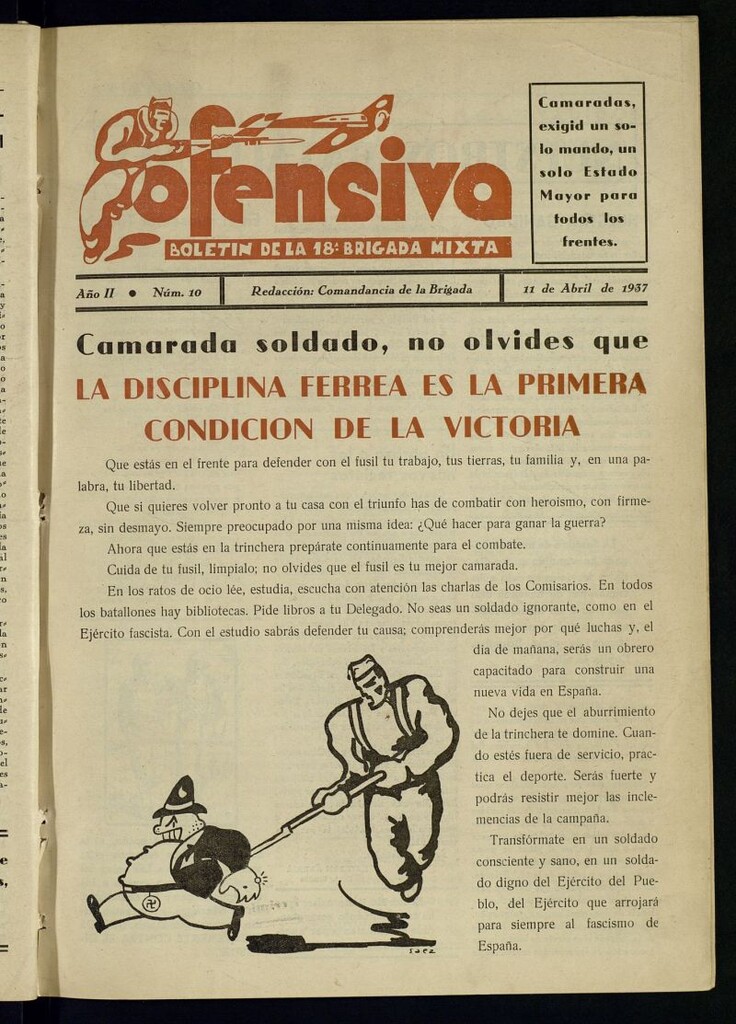 Miniatura de Ofensiva : boletín de la 18ª Brigada Mixta del 11 de abril de 1937