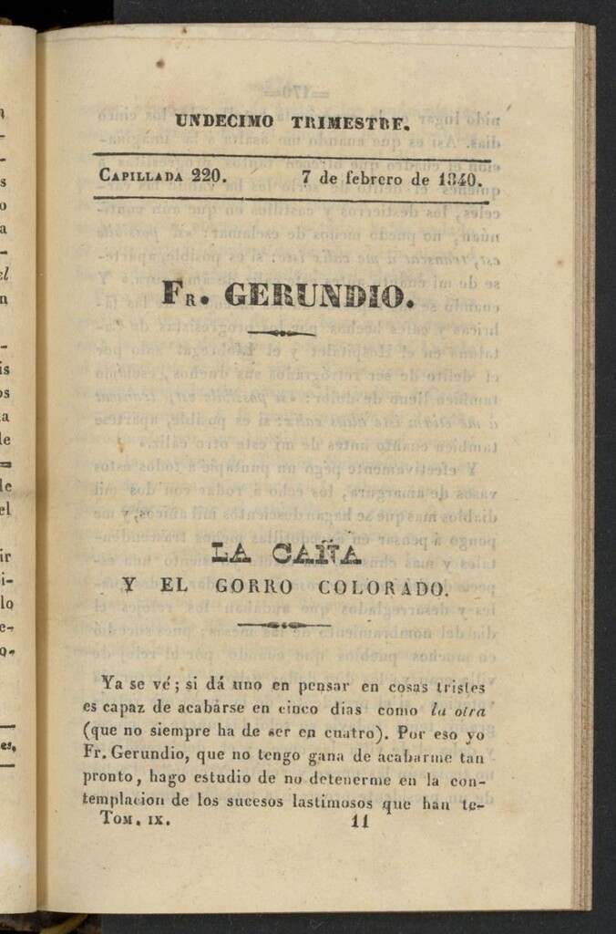 Miniatura de Fr. Gerundio: periódico satírico de política y costumbres del 7 de febrero de 1840, capillada 220