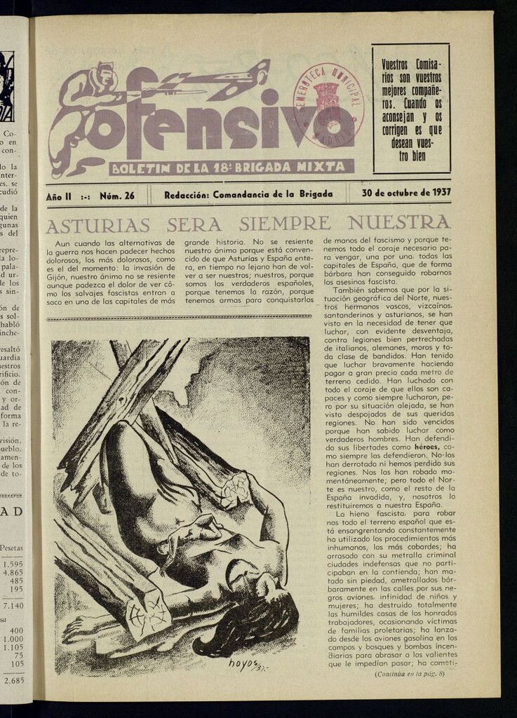 Miniatura de Ofensiva : boletín de la 18ª Brigada Mixta del 30 de octubre de 1937
