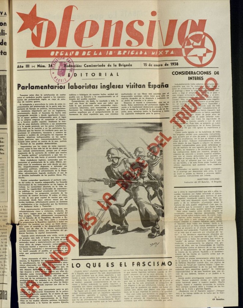 Miniatura de Ofensiva : boletín de la 18ª Brigada Mixta del 15 de enero de 1938