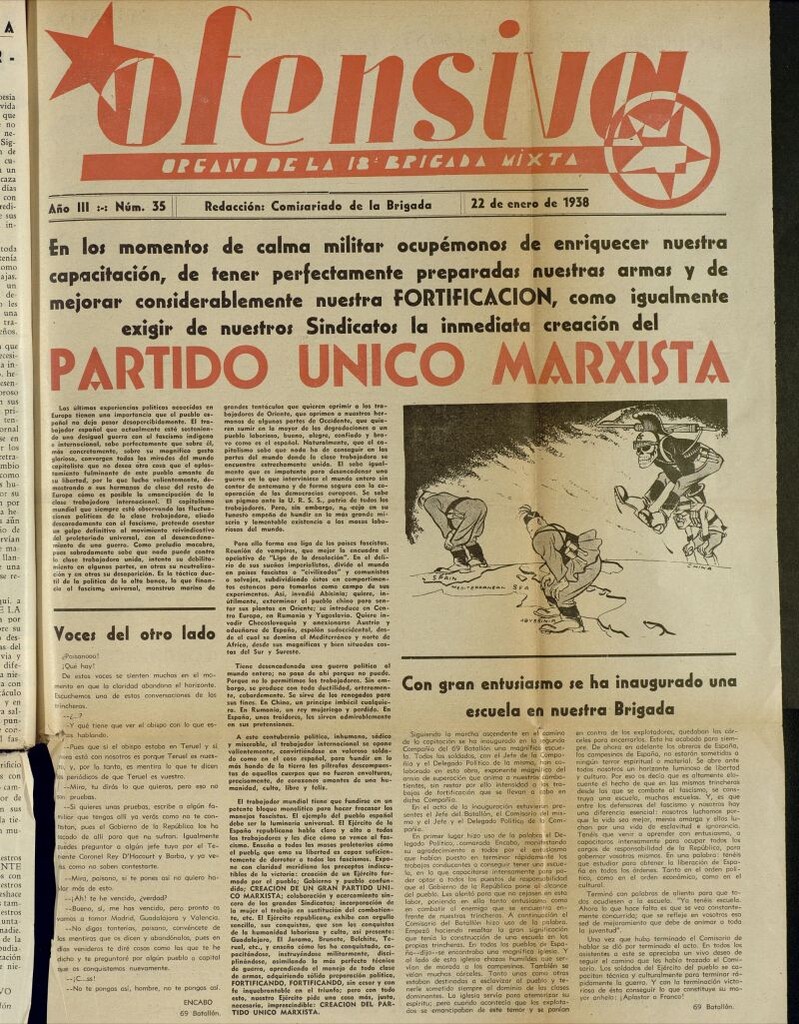 Miniatura de Ofensiva : boletín de la 18ª Brigada Mixta del 22 de enero de 1938