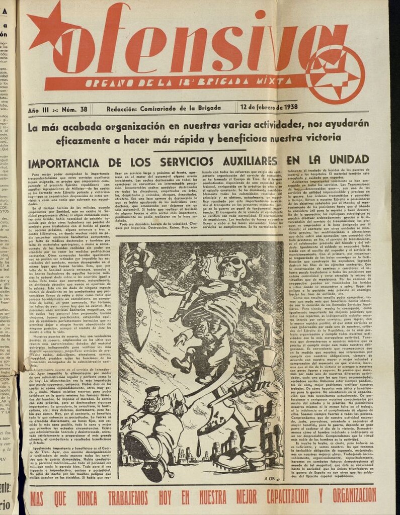 Miniatura de Ofensiva : boletín de la 18ª Brigada Mixta del 12 de febrero de 1938