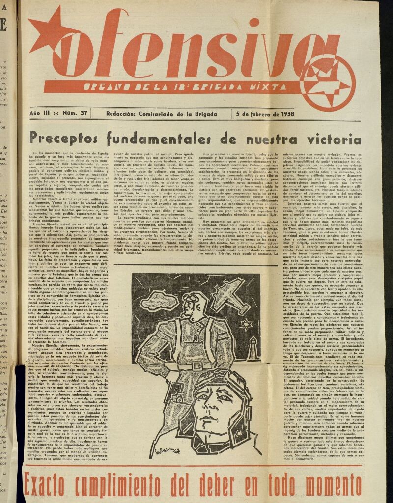 Miniatura de Ofensiva : boletín de la 18ª Brigada Mixta del 5 de febrero de 1938