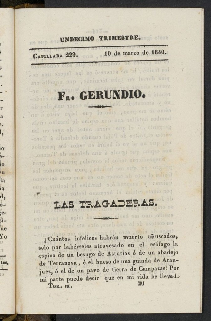 Miniatura de Fr. Gerundio: periódico satírico de política y costumbres del 10 de marzo de 1840, capillada 229