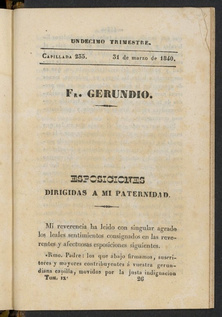 Miniatura de Fr. Gerundio: periódico satírico de política y costumbres del 31 de marzo de 1840, capillada 235