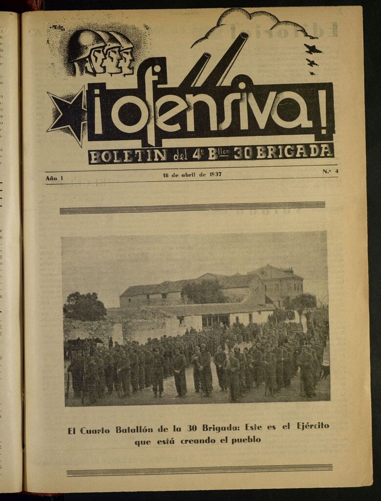 Miniatura de ¡Ofensiva! : Boletín del 4º batallón, 30 brigada del 18 de abril de 1937