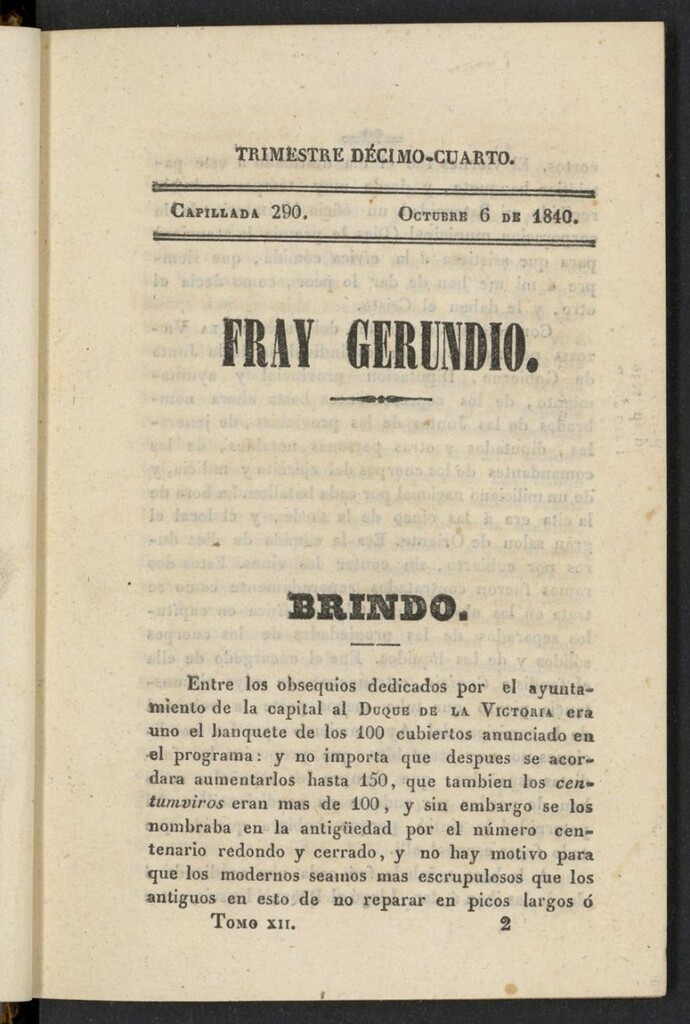 Miniatura de Fr. Gerundio: periódico satírico de política y costumbres del 6 de octubre de 1840, capillada 290