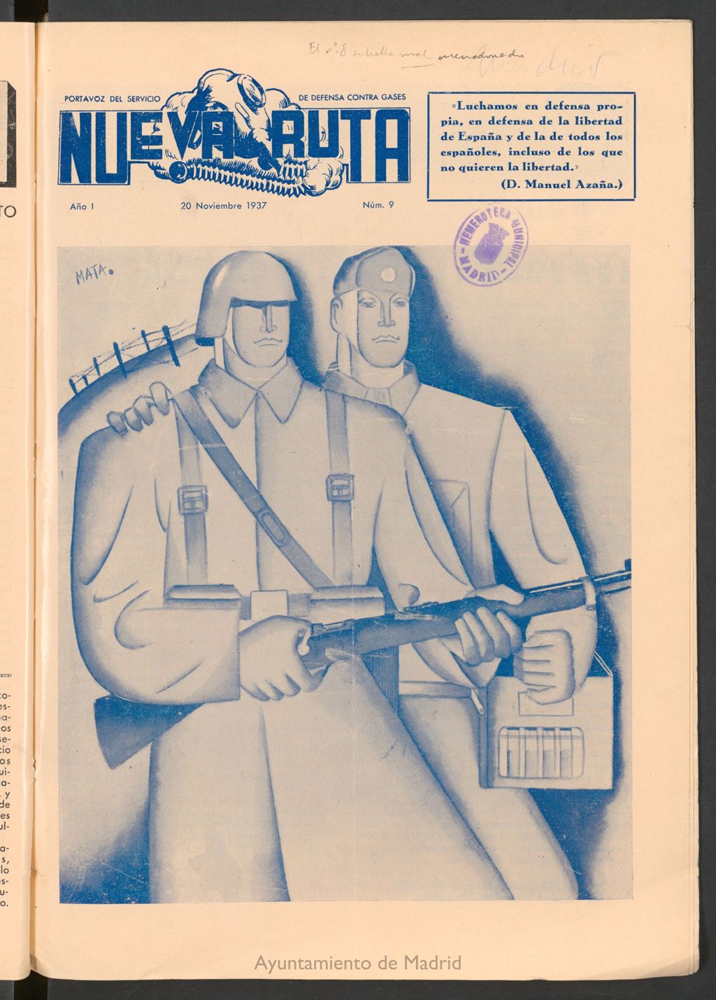 Miniatura de Nueva ruta : portavoz del Servicio de Guerra Química del 20 de noviembre de 1937