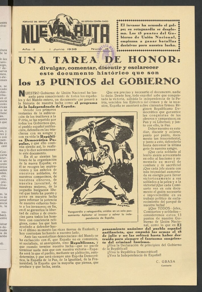 Miniatura de Nueva ruta : portavoz del Servicio de Guerra Química del 1 de junio de 1938