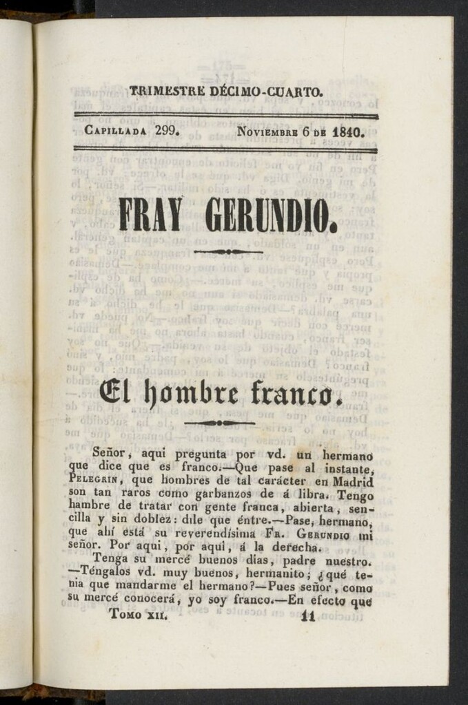 Miniatura de Fr. Gerundio: periódico satírico de política y costumbres del 6 de noviembre de 1840, capillada 299