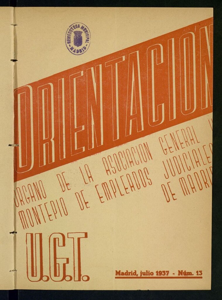 Miniatura de Orientación : órgano de la Asociación General y Montepío de Empleados Judiciales de Madrid de julio de 1937
