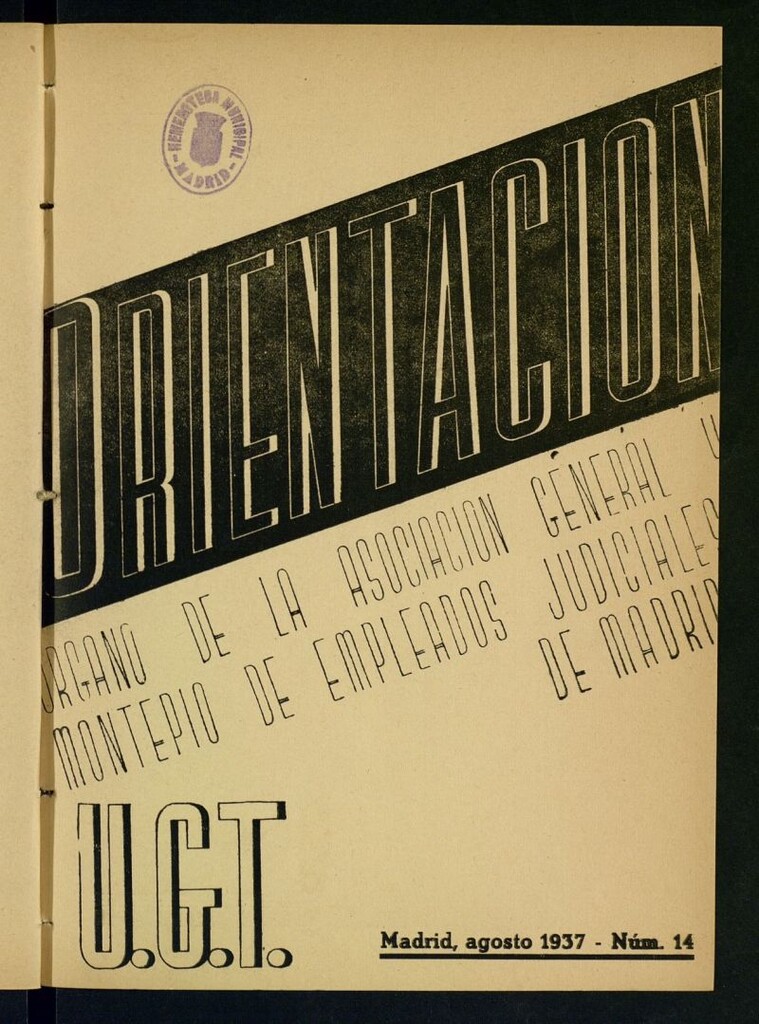 Miniatura de Orientación : órgano de la Asociación General y Montepío de Empleados Judiciales de Madrid de agosto de 1937