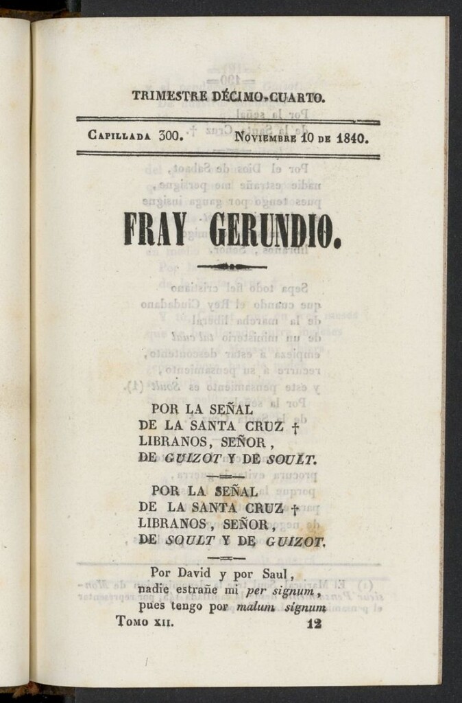 Miniatura de Fr. Gerundio: periódico satírico de política y costumbres del 10 de noviembre de 1840, capillada 300