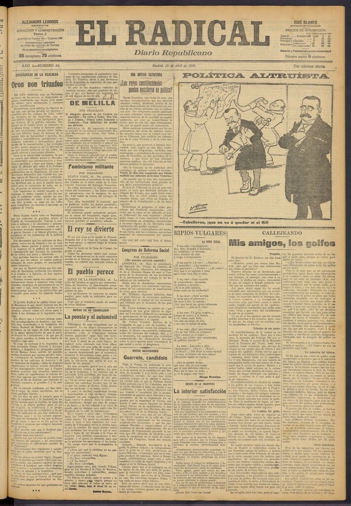 Miniatura de El Radical: diario republicano del 18 de abril de 1910