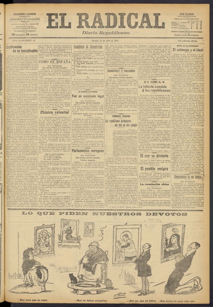 Miniatura de El Radical: diario republicano del 23 de abril de 1910