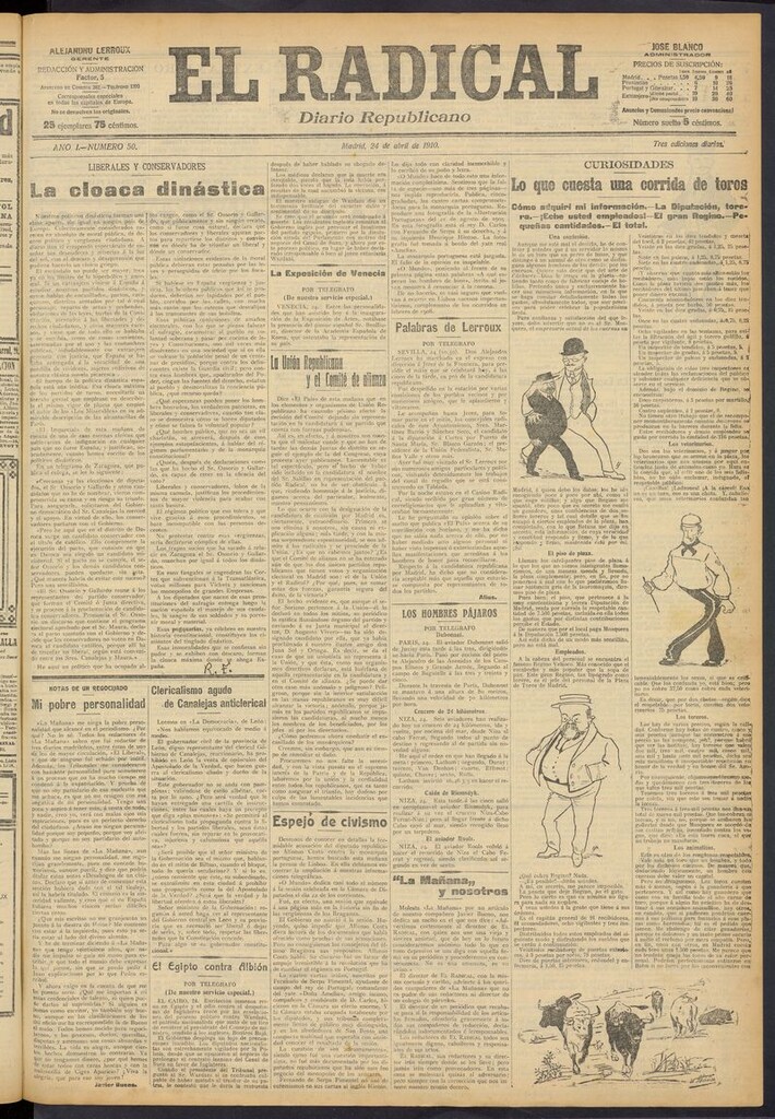 Miniatura de El Radical: diario republicano del 24 de abril de 1910