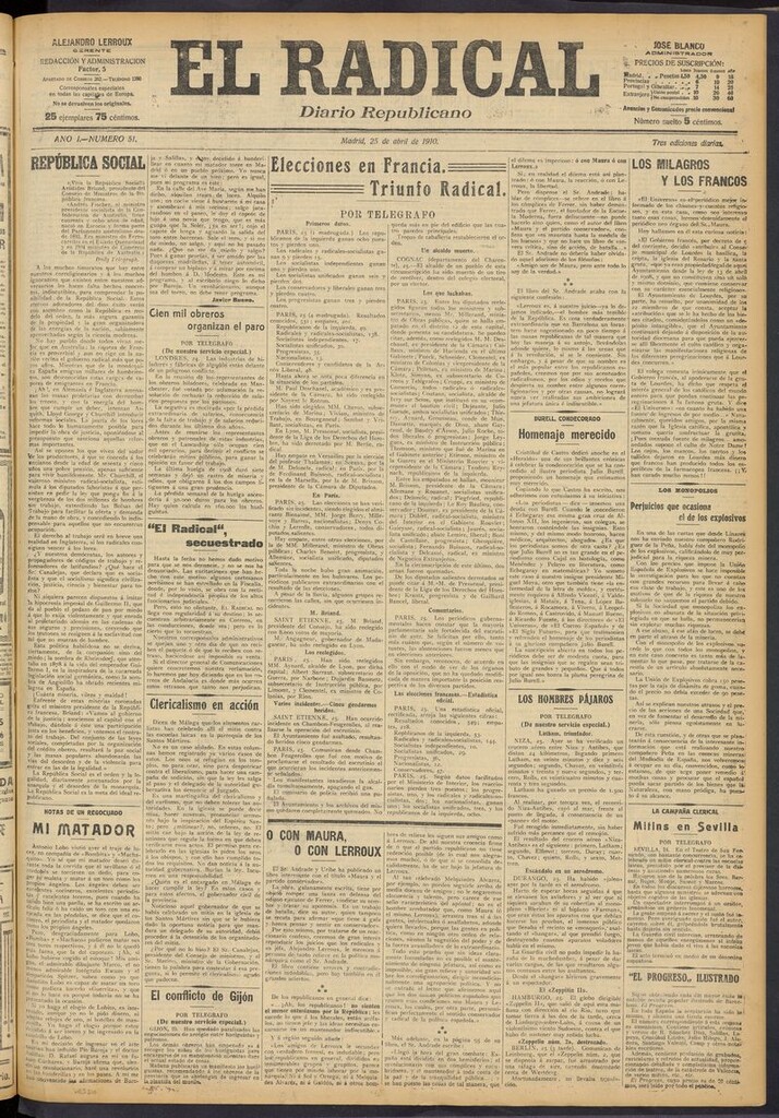 Miniatura de El Radical: diario republicano del 25 de abril de 1910