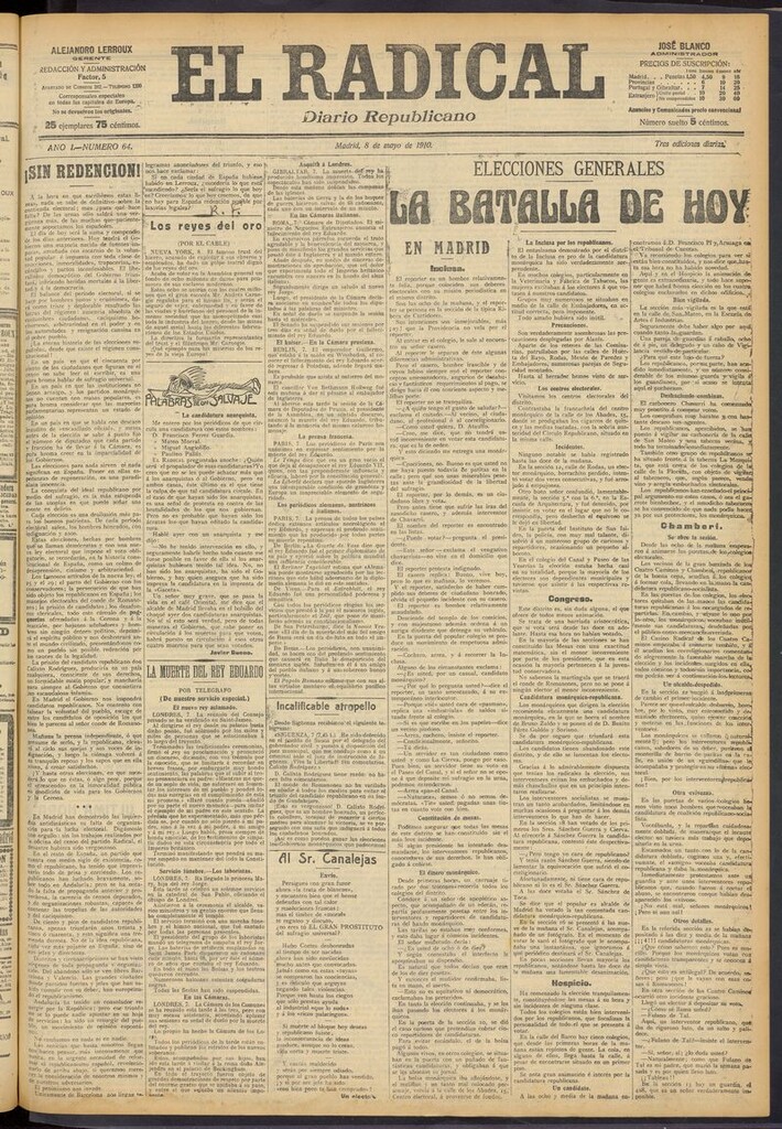 Miniatura de El Radical: diario republicano del 8 de mayo de 1910