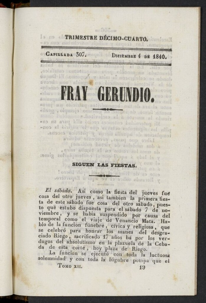 Miniatura de Fr. Gerundio: periódico satírico de política y costumbres del 4 de diciembre de 1840, capillada 307