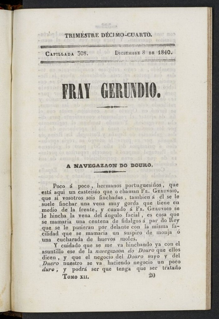Miniatura de Fr. Gerundio: periódico satírico de política y costumbres del 8 de diciembre de 1840, capillada 308