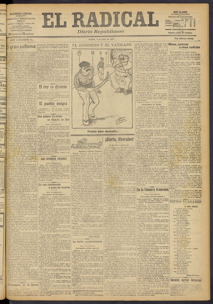 Miniatura de El Radical: diario republicano del 2 de junio de 1910