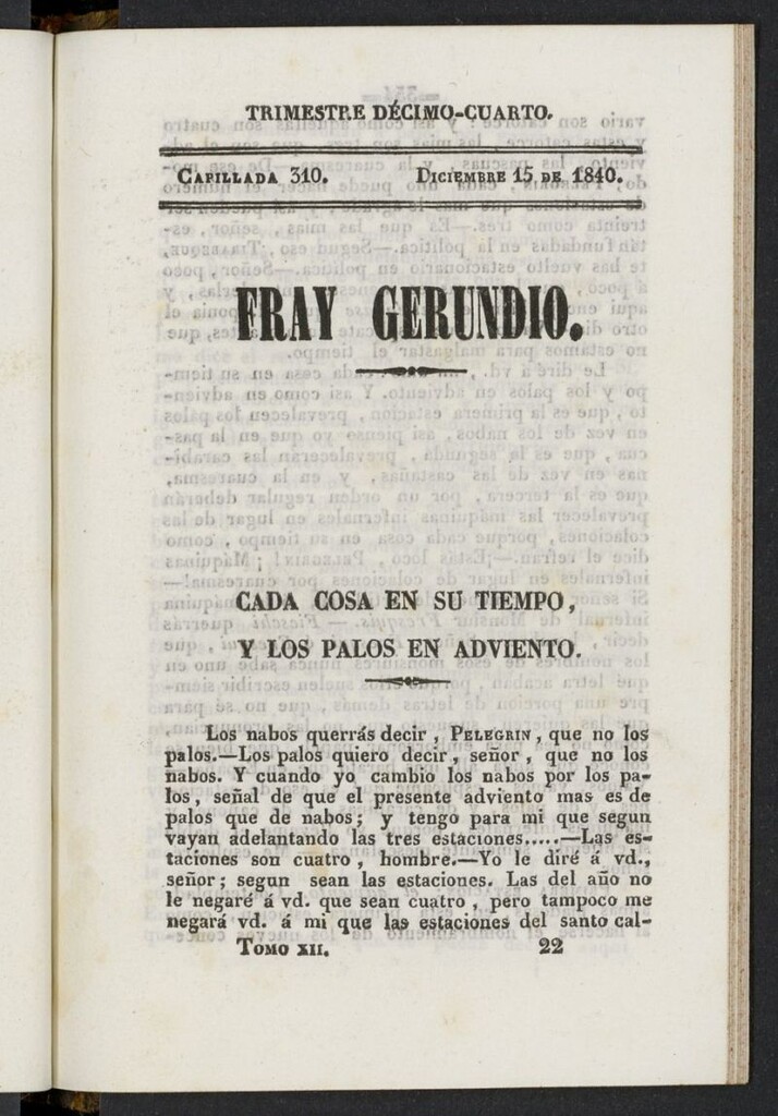 Miniatura de Fr. Gerundio: periódico satírico de política y costumbres del 15 de diciembre de 1840, capillada 310