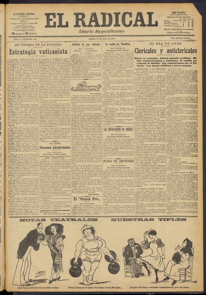 Miniatura de El Radical: diario republicano del 27 de junio de 1910