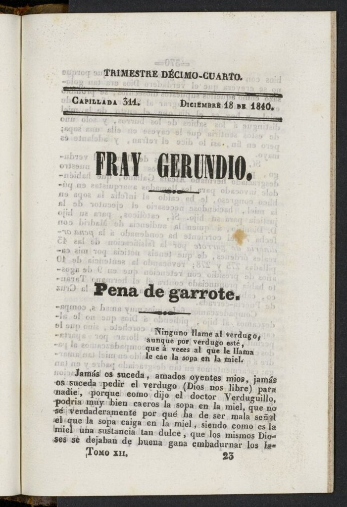 Miniatura de Fr. Gerundio: periódico satírico de política y costumbres del 18 de diciembre de 1840, capillada 311