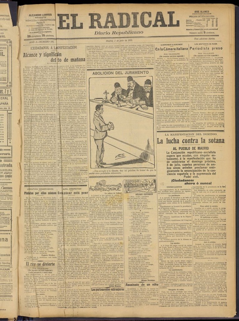 Miniatura de El Radical: diario republicano del 2 de julio de 1910