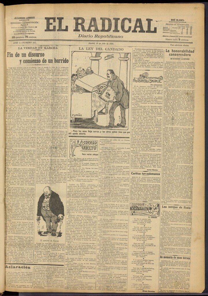 Miniatura de El Radical: diario republicano del 10 de julio de 1910