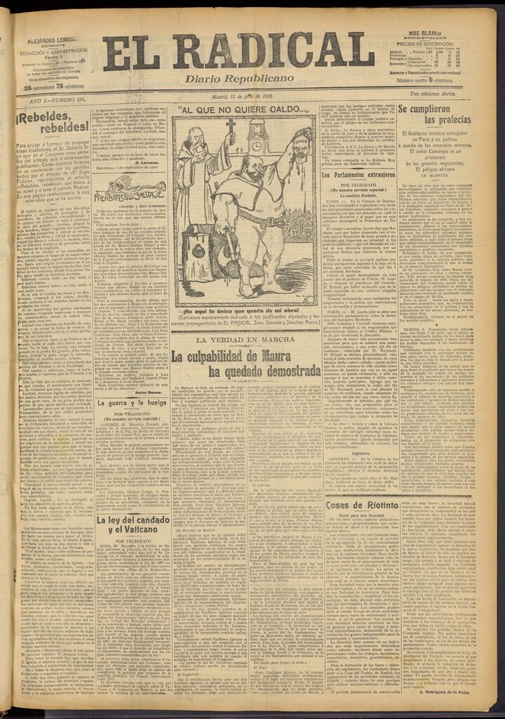 Miniatura de El Radical: diario republicano del 12 de julio de 1910