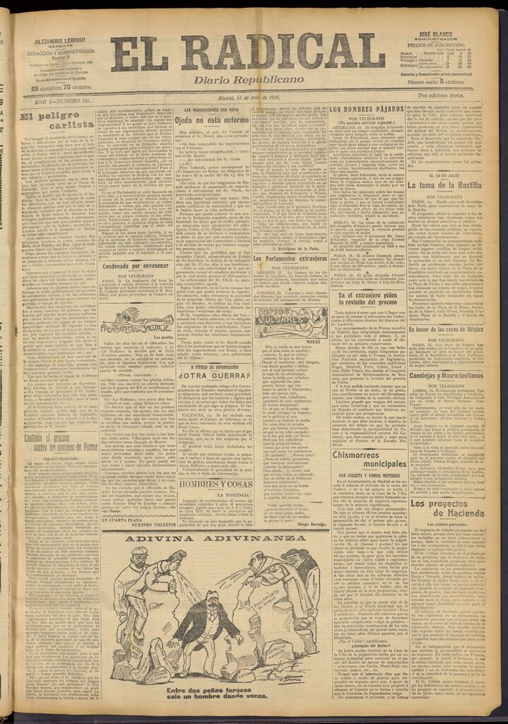 Miniatura de El Radical: diario republicano del 14 de julio de 1910