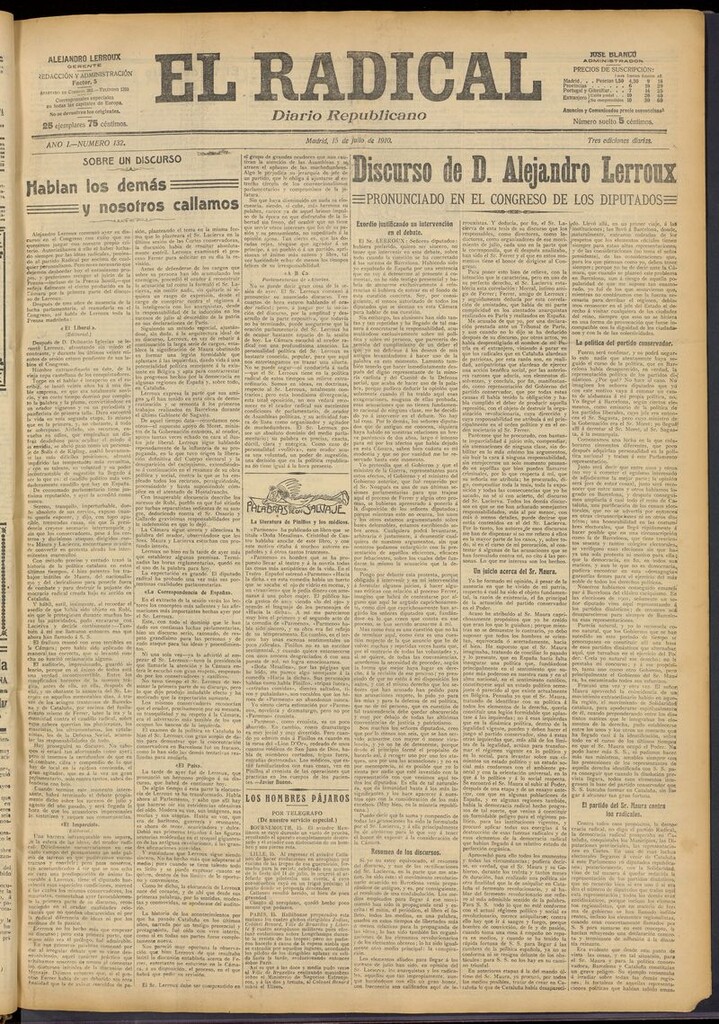 Miniatura de El Radical: diario republicano del 15 de julio de 1910
