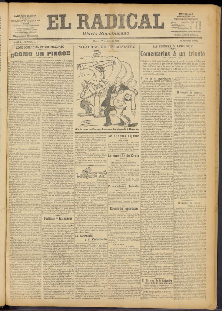 Miniatura de El Radical: diario republicano del 17 de julio de 1910