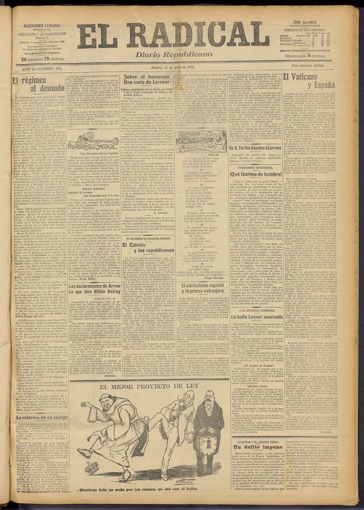 Miniatura de El Radical: diario republicano del 21 de julio de 1910