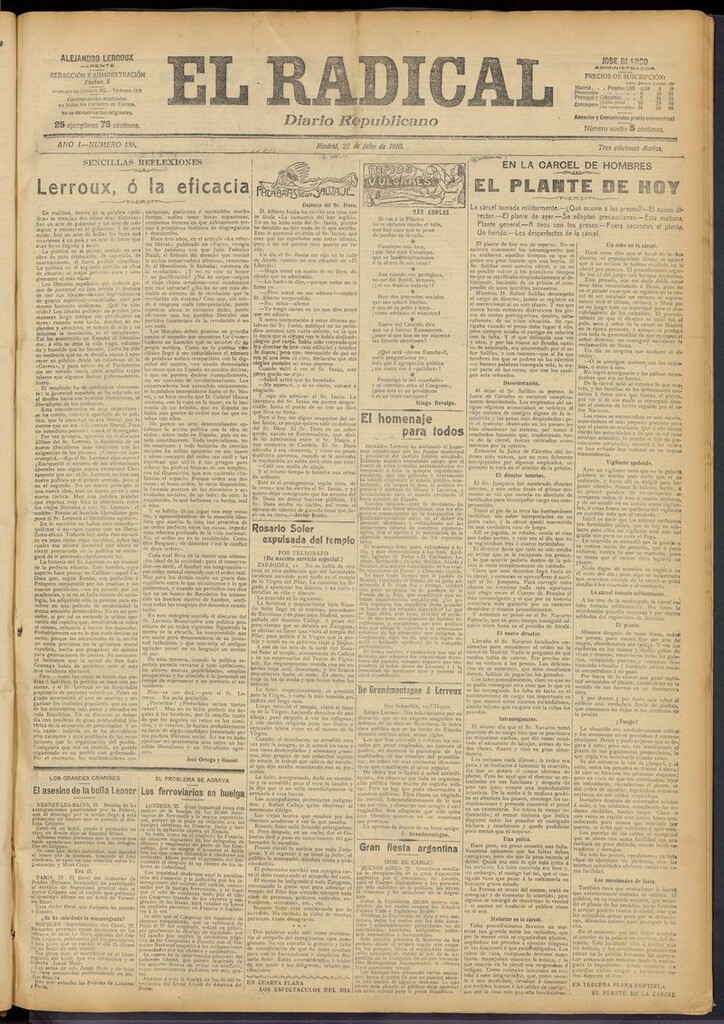 Miniatura de El Radical: diario republicano del 22 de julio de 1910