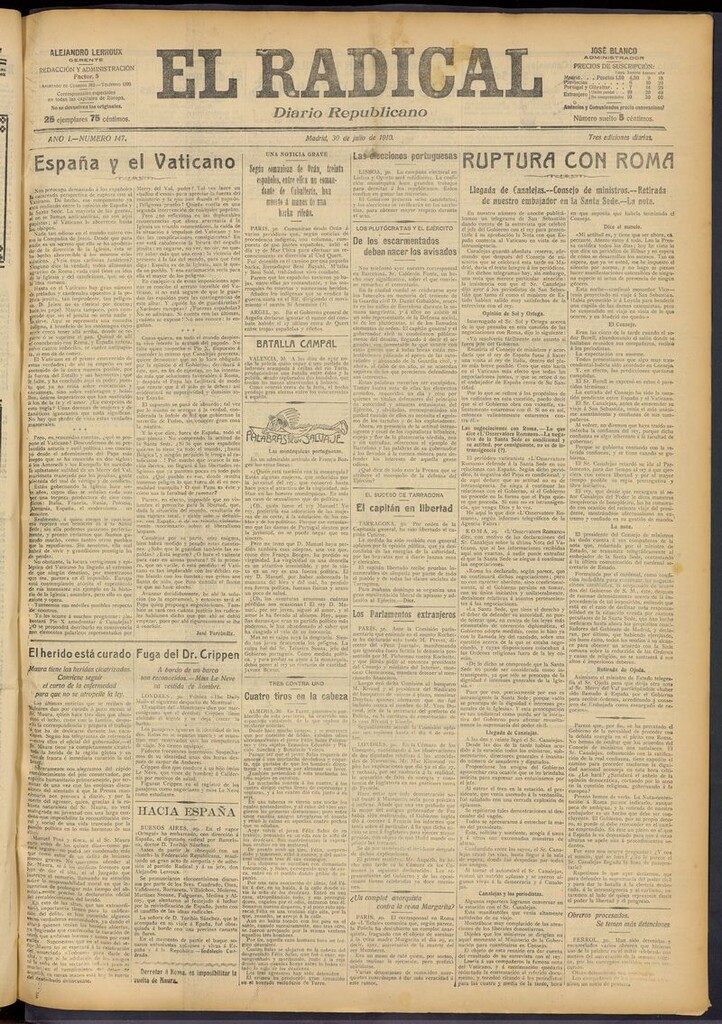 Miniatura de El Radical: diario republicano del 30 de julio de 1910
