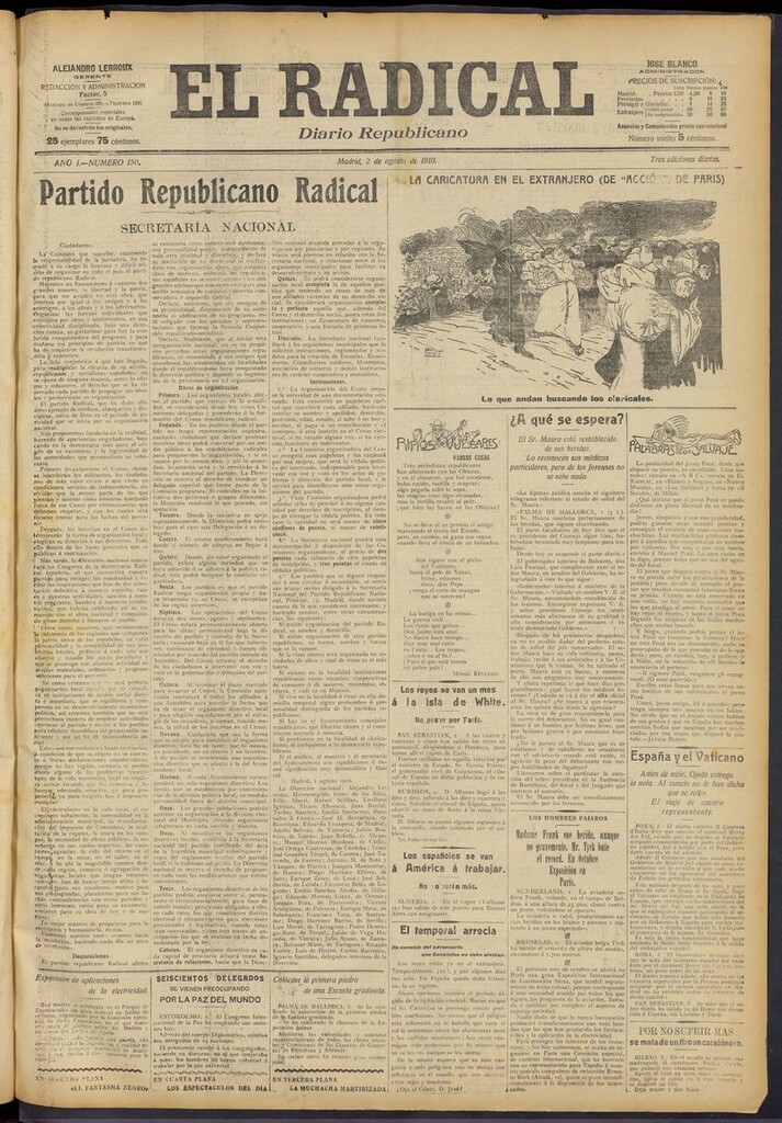 Miniatura de El Radical: diario republicano del 2 de agosto de 1910