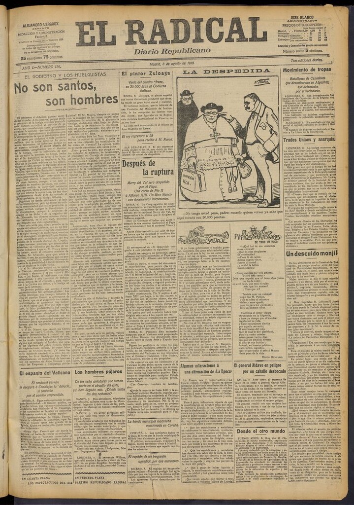 Miniatura de El Radical: diario republicano del 8 de agosto de 1910