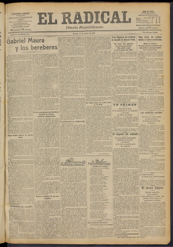 Miniatura de El Radical: diario republicano del 10 de agosto de 1910