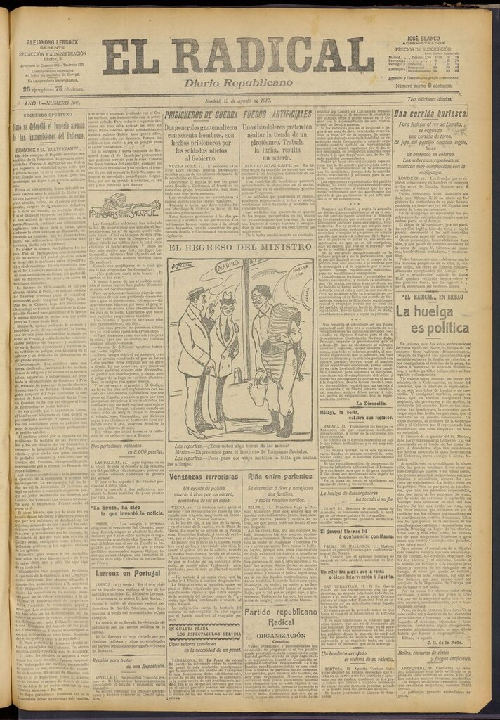 Miniatura de El Radical: diario republicano del 12 de agosto de 1910